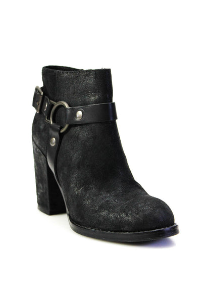 Ash Womens Buckle Detail Round Toe Zip Up Ankle Boots Black Size 38 8