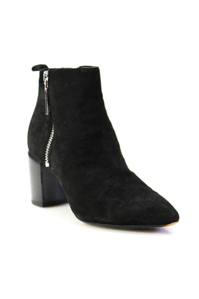 Dolce Vita Womens Suede Pointed Toe Pull On Zip Up Ankle Boots Black Size 8