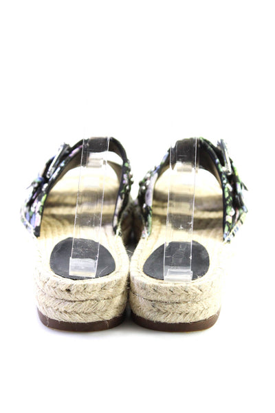 Rebecca Minkoff Womens Studded Floral Espadrilles Sandals Black Canvas Size 6M