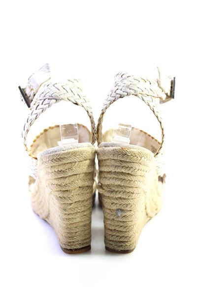 Michael Michael Kors Womens Platform Woven Leather Espadrilles Sandals White 6M