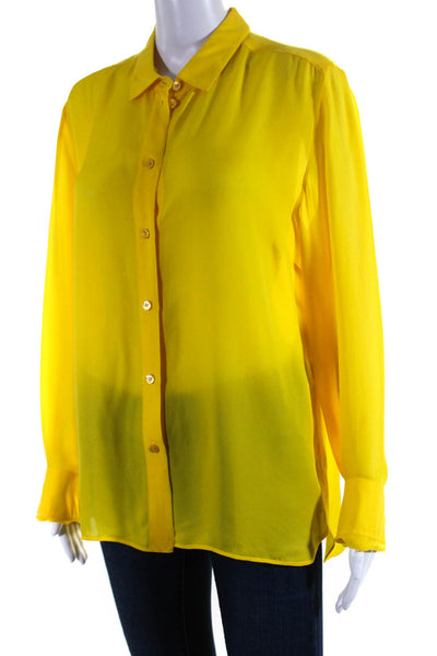 Stella McCartney Womens Long Sleeves Button Down Blouse Yellow Size EUR 46