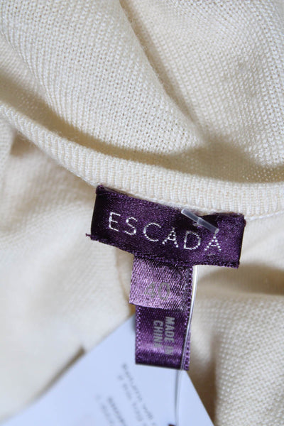 Escada Womens Wool Thin-Knit Long Sleeve Boat Neck Shirt Top Tan Beige Size 40