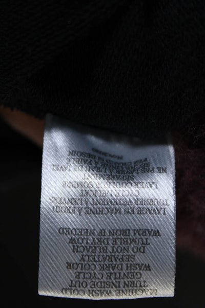 Z Supply Womens Long Sleeve Ruffled Round Neck Sweater Black Cotton Size XS