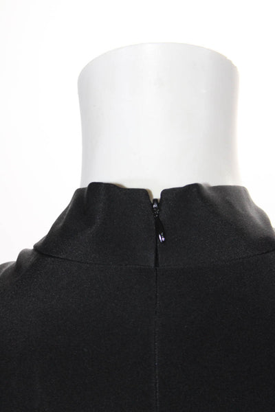 Lee Anderson Womens Metallic High Neck Sleeveless Zip Up Dress Black Size S