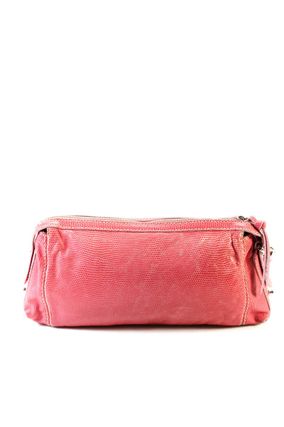 Francesco Biasia Womens Leather Textured Zip Up Wristlet Clutch Bag Pink