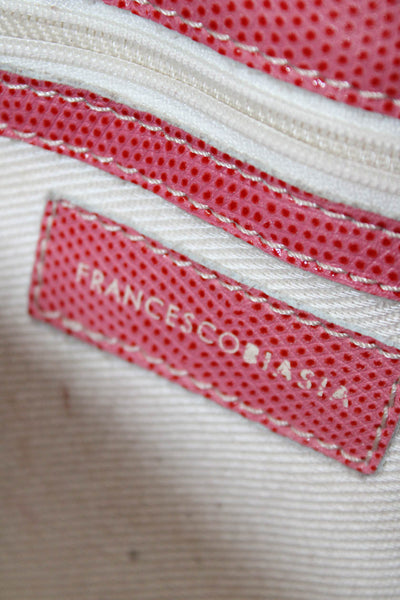 Francesco Biasia Womens Leather Textured Zip Up Wristlet Clutch Bag Pink