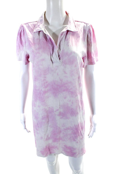 Generation Love Womens Tie Dye Collared Tee Shirt Dress Pink White Size Medium