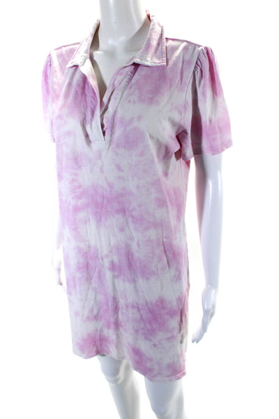 Generation Love Womens Tie Dye Collared Tee Shirt Dress Pink White Size Medium