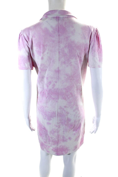 Generation Love Womens Tie Dye Collared Tee Shirt Dress Pink White Size Medium