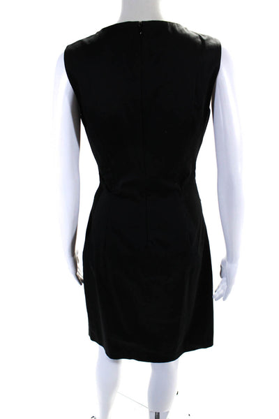 Peter Elliot Womens Cotton Pleated V-Neck Sleeveless Zip Up Dress Black Size 42