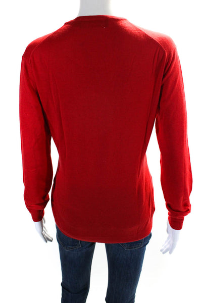 Max Field Womens Bright Red Cashmere Crew Neck Long Sleeve Top Size M