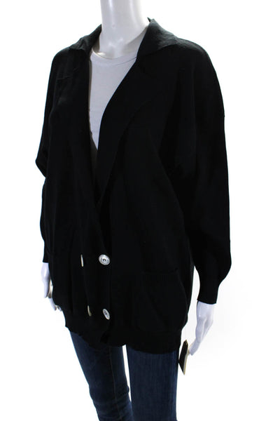 97 Rue Des Mimosas Womens Black Double Breasted Cardigan Sweater Top Size S