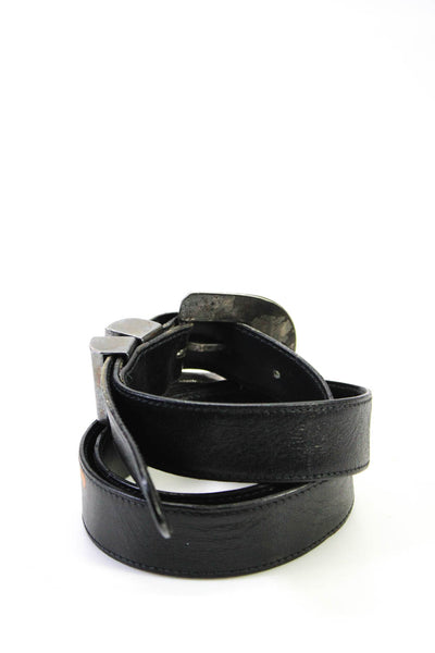 Gianni Versace Womens Leather Adjustable Frame Buckle Belt Black Size 90/36 36