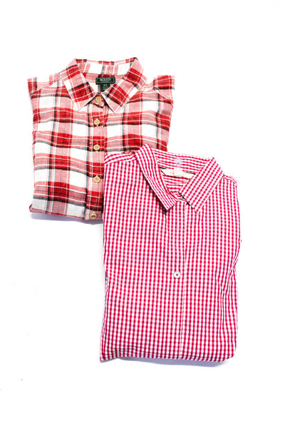 Roots Canada Brooks Brothers Womens Plaid Button Shirts Red White Size S 6 Lot 2