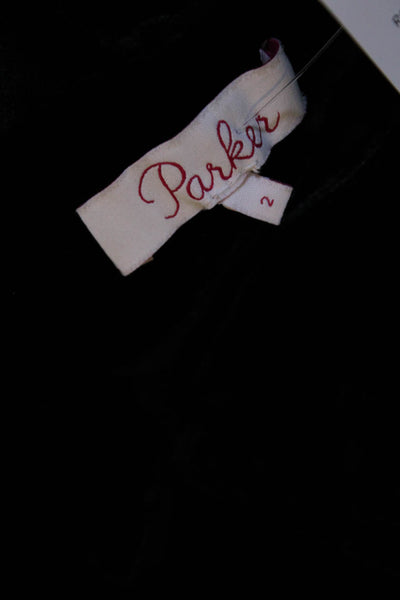 Parker Womens Mid Rise Ruched Velvet Crop Skinny Pants Black Size 2