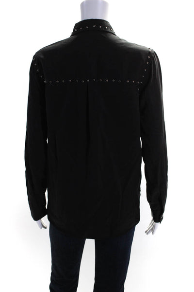 Rails Womens Long Sleeve Studded Twill Button Up Shirt Jacket Black Size XS