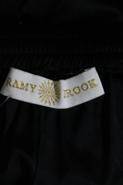 Ramy Brook Womens High Rise Drawstring Silk Cropped Pants Black Size XS