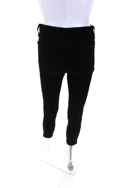 Veronica Beard Jeans High Rise Crystal Trim 10" Skinny Debbie Jeans Black 26