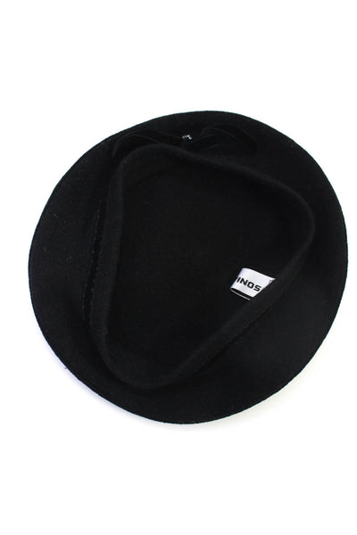 Sonia Rykiel Womens Velvet Trim Wool Fleece Beret Hat Black One Size