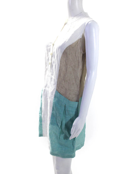 Gretchen Neal Womens Colorblock Print Sleeveless Tunic Dress Multicolor Size S