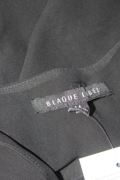 Black Label Womens Sleeveless Round Neck Pleated Tank Top Blouse Black Size M
