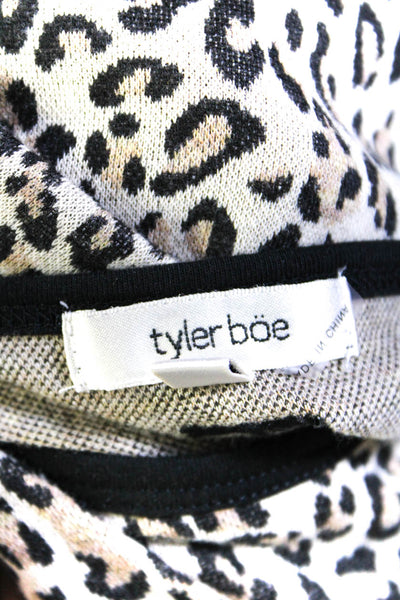 Tyler Boe Womens Animal Print Long Sleeves Sweater Dress Beige Black Size Large