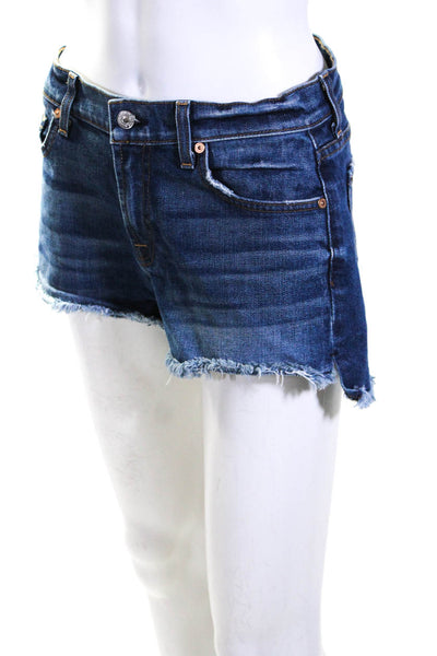 7 For All Mankind Womens Denim Md Rise Cut Off Shorts Blue Cotton Size 27