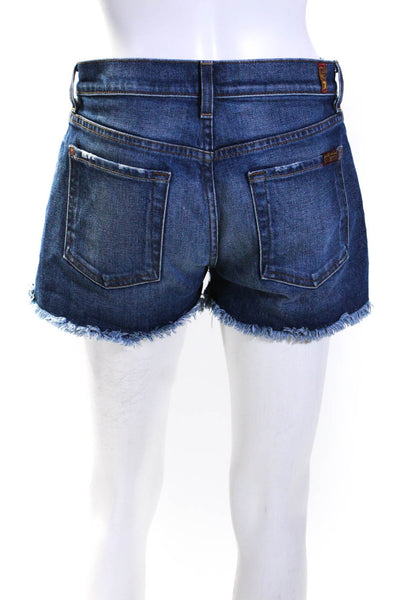 7 For All Mankind Womens Denim Md Rise Cut Off Shorts Blue Cotton Size 27