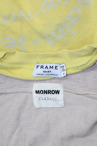Monrow Frame Shirt Women Hoodie Sweatshirt Pink Yellow Size Large Medium Lot 2