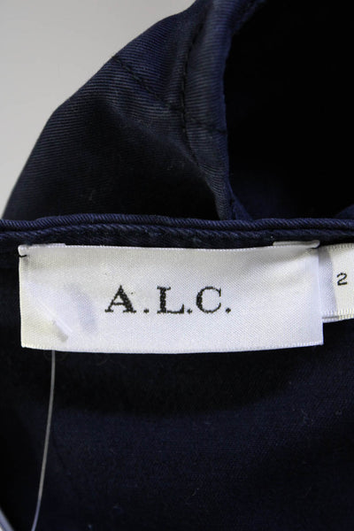 ALC Womens Back Zip Grommet Lace Up Trim Sheath Dress Blue Cotton Size 2