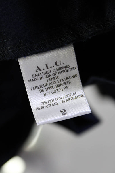 ALC Womens Back Zip Grommet Lace Up Trim Sheath Dress Blue Cotton Size 2