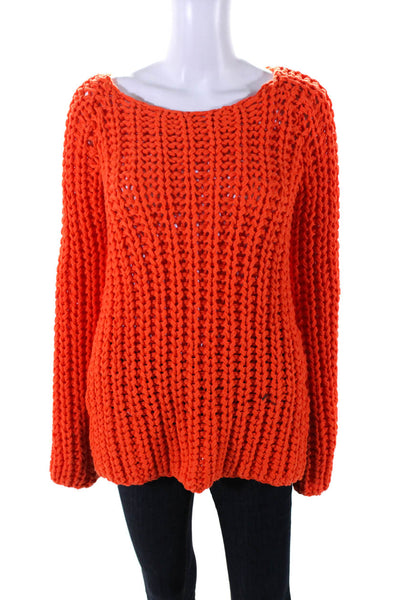 Calypso Saint Barth Womens Orange Chunky Cotton Knit Pullover Sweater Top Size S
