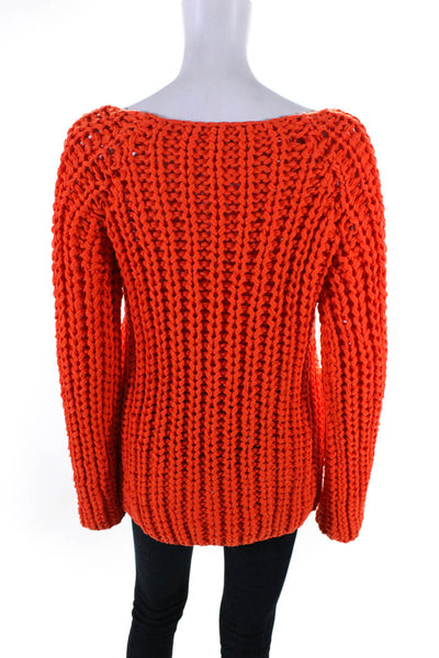 Calypso Saint Barth Womens Orange Chunky Cotton Knit Pullover Sweater Top Size S