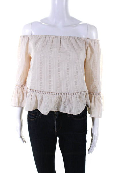 Ale By Alessandra Womens Beige Off Shoulder Bell 3/4 Sleeve Blouse Top Size S