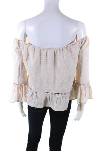 Ale By Alessandra Womens Beige Off Shoulder Bell 3/4 Sleeve Blouse Top Size S