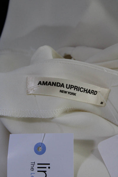 Amanda Uprichard Womens White Strappy Ruffle Cold Shoulder Blouse Top Size M
