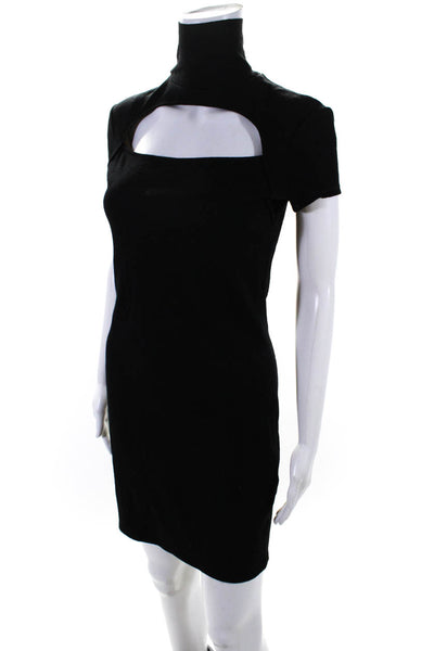 Helmut Lang Womens Short Sleeved Mock Neck Cutout T Shirt Dress Black Size S