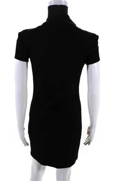 Helmut Lang Womens Short Sleeved Mock Neck Cutout T Shirt Dress Black Size S