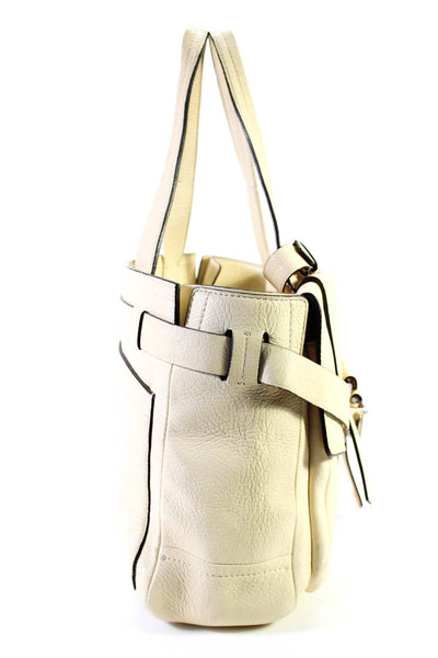 Reed Krakoff Womens Leather Top Handle Shoulder Bag Purse Beige