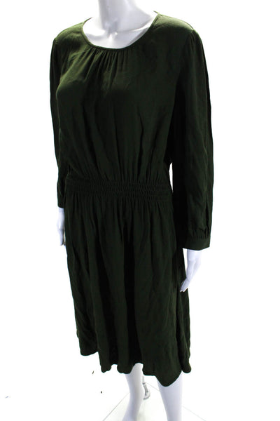 Kate Spade New York Womens Stretch Waist Long Sleeve Midi Dress Green Size 10