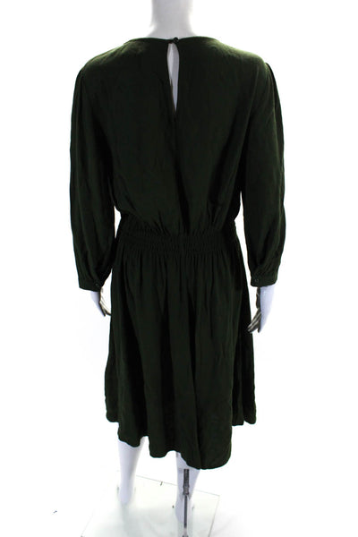 Kate Spade New York Womens Stretch Waist Long Sleeve Midi Dress Green Size 10