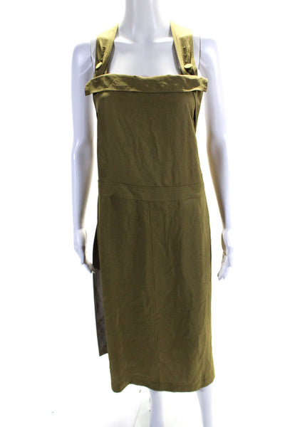 Rag & Bone Womens Square Neck Sleeveless Overall Maxi Dress Olive Size M