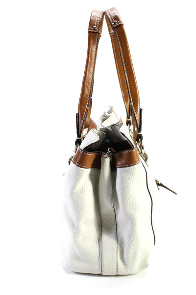 Coach Womens Leather Two Tone Silver Tone Hardware Shoulder Bag White Size M