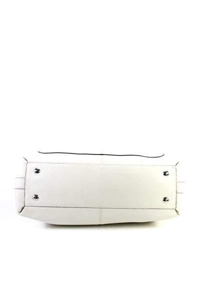 Coach Womens Leather Two Tone Silver Tone Hardware Shoulder Bag White Size M