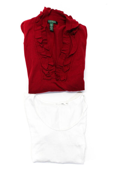 Lauren Ralph Lauren Rag & Bone Jean Womens Knit Tops Red White Size XS M Lot 2