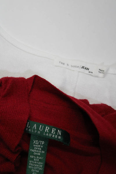 Lauren Ralph Lauren Rag & Bone Jean Womens Knit Tops Red White Size XS M Lot 2