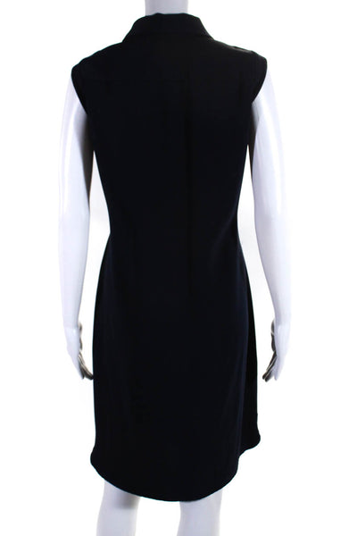 Calvin Klein Womens Sleeveless Half Button Down Shirt Dress Navy Blue Size 12