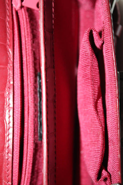 Cynthia Rowley Womens Embossed Leather Silver Buckle Satchel Shoulder Handbag Re