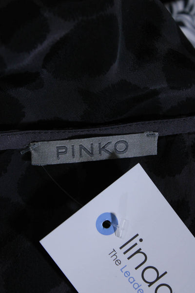 Pinko Womens Sequin Animal Print Scoop Neck Sleeveless Blouse Top Gray Size S