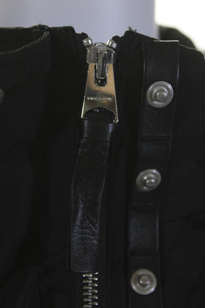 Mackage Womens Leather Trim Hooded Long Sleeve Zip Up Jacket Black Size S